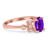 Art Deco Oval Natural Stone Floral Ring