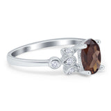 Art Deco Oval Natural Stone Floral Ring