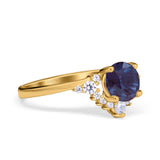 Art Deco Round Natural Stone Flower Ring