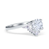 Art Deco Round Natural Stone Flower Ring