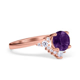 Art Deco Round Natural Stone Flower Ring