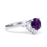 Art Deco Round Natural Stone Flower Ring