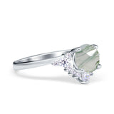 Art Deco Round Natural Stone Flower Ring