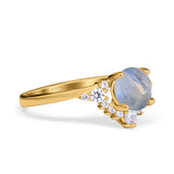 Art Deco Round Natural Stone Flower Ring