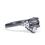 Art Deco Round Natural Stone Flower Ring