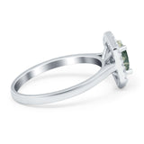 Art Deco Oval Natural Stone Hexagonal Ring