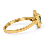 Art Deco Oval Natural Stone Hexagonal Ring