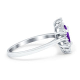 Pear Teardrop Natural Stone Floral Ring