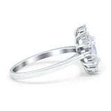 Pear Teardrop Natural Stone Floral Ring