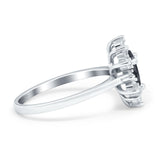 Pear Teardrop Natural Stone Floral Ring