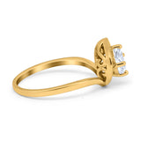 Art Deco Round Natural Stone Leaf Style Ring