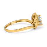Art Deco Round Natural Stone Leaf Style Ring