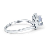 Art Deco Round Natural Stone Leaf Style Ring