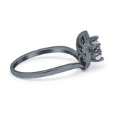 Art Deco Round Natural Stone Leaf Style Ring