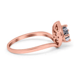 Art Deco Round Natural Stone Leaf Style Ring