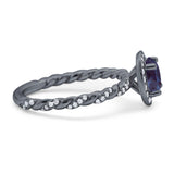 Art Deco Round Natural Stone Halo Ring