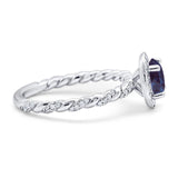 Art Deco Round Natural Stone Halo Ring