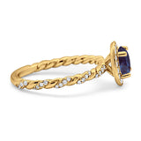 Art Deco Round Natural Stone Halo Ring