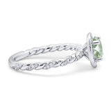 Art Deco Round Natural Stone Halo Ring