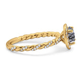 Art Deco Round Natural Stone Halo Ring