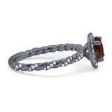Art Deco Round Natural Stone Halo Ring