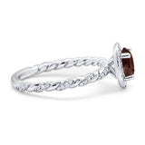 Art Deco Round Natural Stone Halo Ring