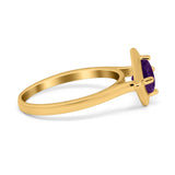 Minimalist Round Natural Stone Solitaire Ring
