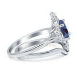 Two Piece Oval Natural Stone Bridal Ring