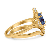 Two Piece Oval Natural Stone Bridal Ring