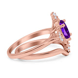 Two Piece Oval Natural Stone Bridal Ring