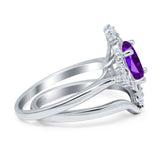 Two Piece Oval Natural Stone Bridal Ring