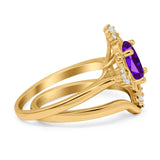 Two Piece Oval Natural Stone Bridal Ring
