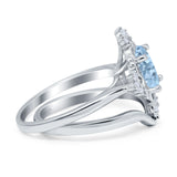 Two Piece Oval Natural Stone Bridal Ring