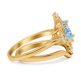 Two Piece Oval Natural Stone Bridal Ring