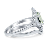 Two Piece Oval Natural Stone Bridal Ring