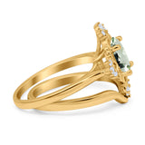 Two Piece Oval Natural Stone Bridal Ring