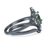 Two Piece Oval Natural Stone Bridal Ring