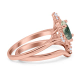 Two Piece Oval Natural Stone Bridal Ring