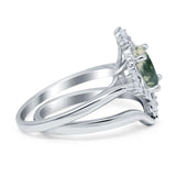Two Piece Oval Natural Stone Bridal Ring