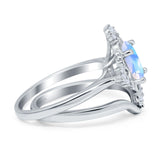 Two Piece Oval Natural Stone Bridal Ring