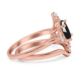 Two Piece Oval Natural Stone Bridal Ring