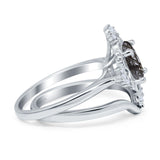 Two Piece Oval Natural Stone Bridal Ring