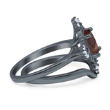 Two Piece Oval Natural Stone Bridal Ring