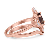 Two Piece Oval Natural Stone Bridal Ring