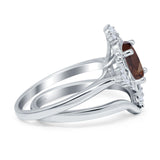 Two Piece Oval Natural Stone Bridal Ring