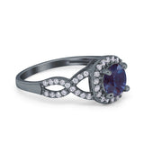 Art Deco Round Natural Stone Wedding Ring