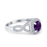 Art Deco Round Natural Stone Wedding Ring