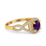 Art Deco Round Natural Stone Wedding Ring