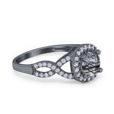 Art Deco Round Natural Stone Wedding Ring