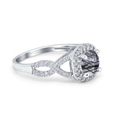 Art Deco Round Natural Stone Wedding Ring